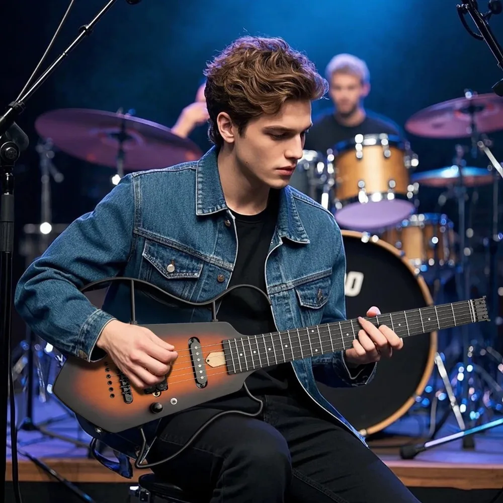 

Электрогитара Портативные съемные высококачественные электрогитары Профессиональные безголовые гитары Дорожные музыкальные инструменты