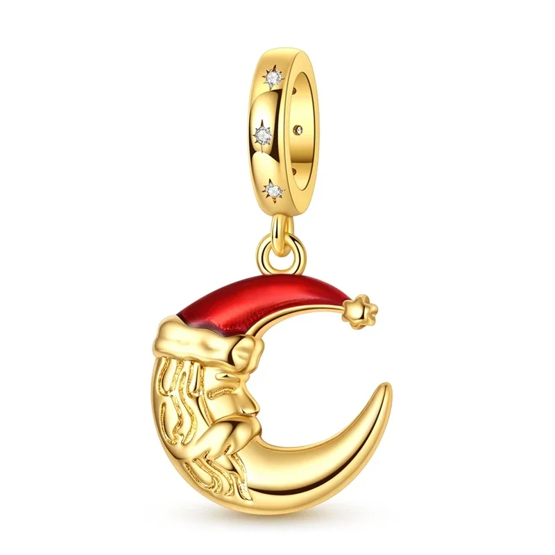Weihnachtsparty 925 Sterling Silber Schleife Glocke Elch Pinguin Lebkuchen Charms Perlen Passend für Original-Armbänder Damen DIY Schmuck Geschenk – Detail 33