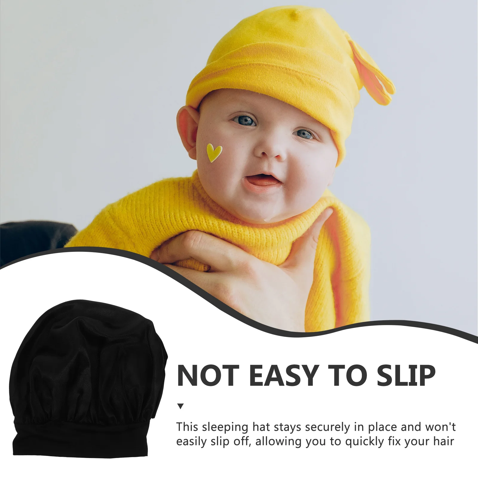 

2pcs Baby Hair Sleeping Hat Kids Fashion Polyester Bonnet for Sleep Lightweight Comfortable Black Kids Bath Cap