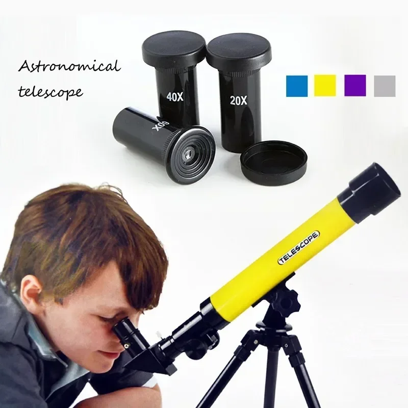 [Funny] Outdoor colorful explore Monocular Space three eyelens Astronomical Telescope With Portable Tripod Spotting Scope toy