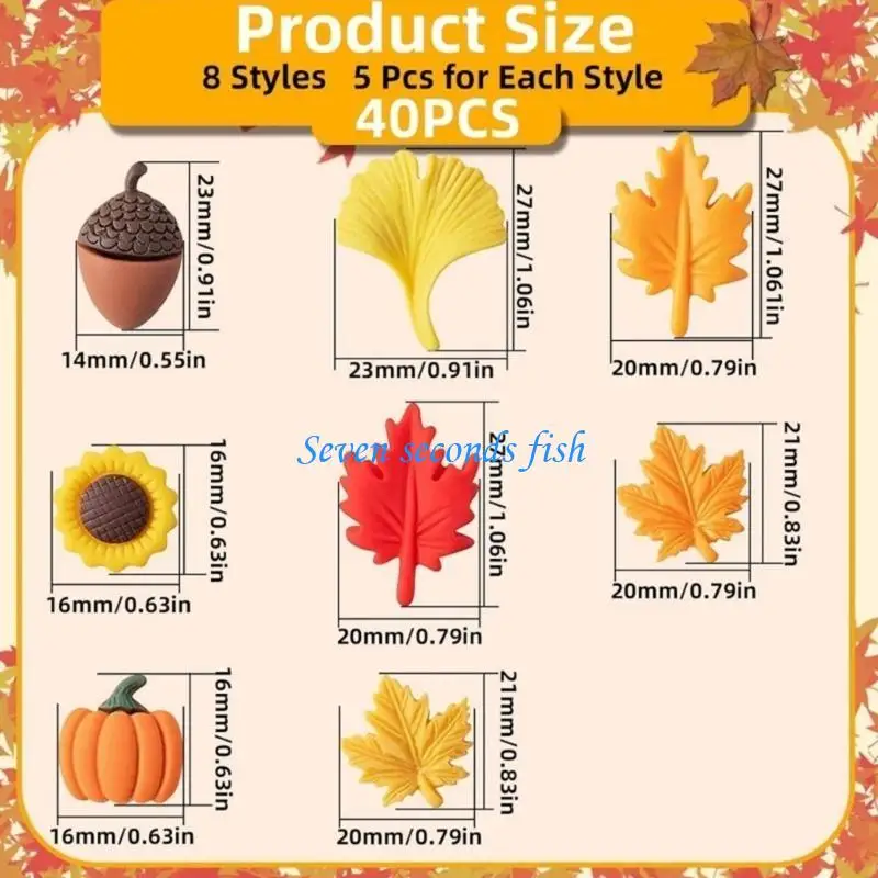 L74B 40pcs Maple Leaf Flower Push Pin