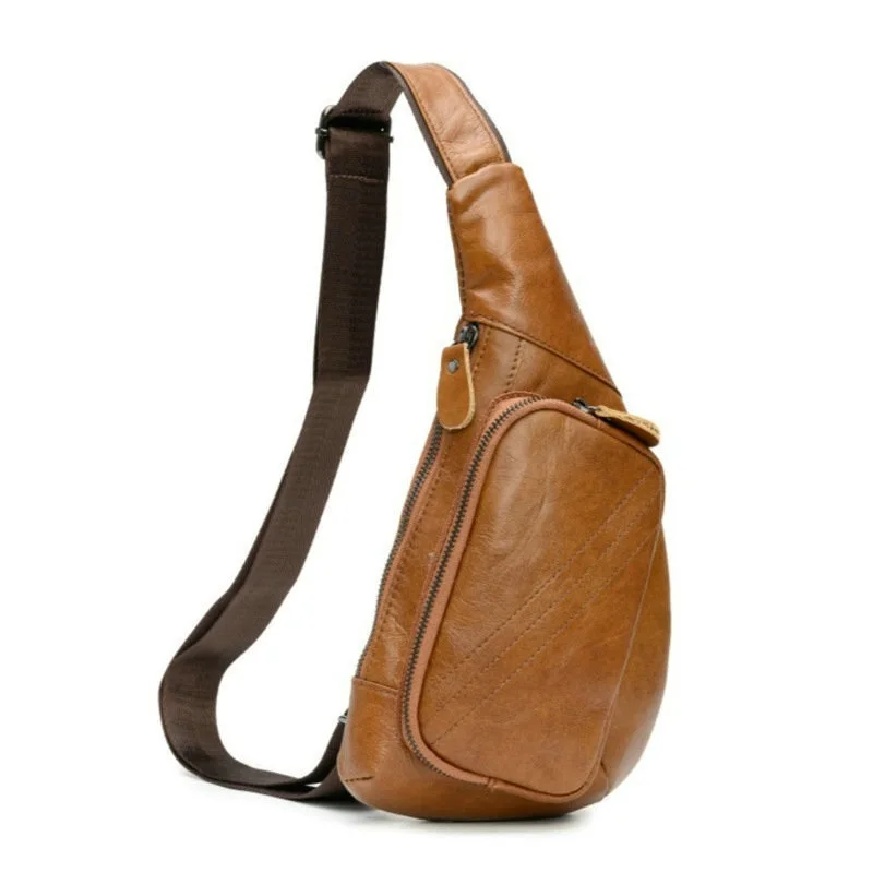 

2025 Fashion Genuine leather men's chest bag high quality cowhide daily shoulder bag for Commuting men trendy crossbody bag