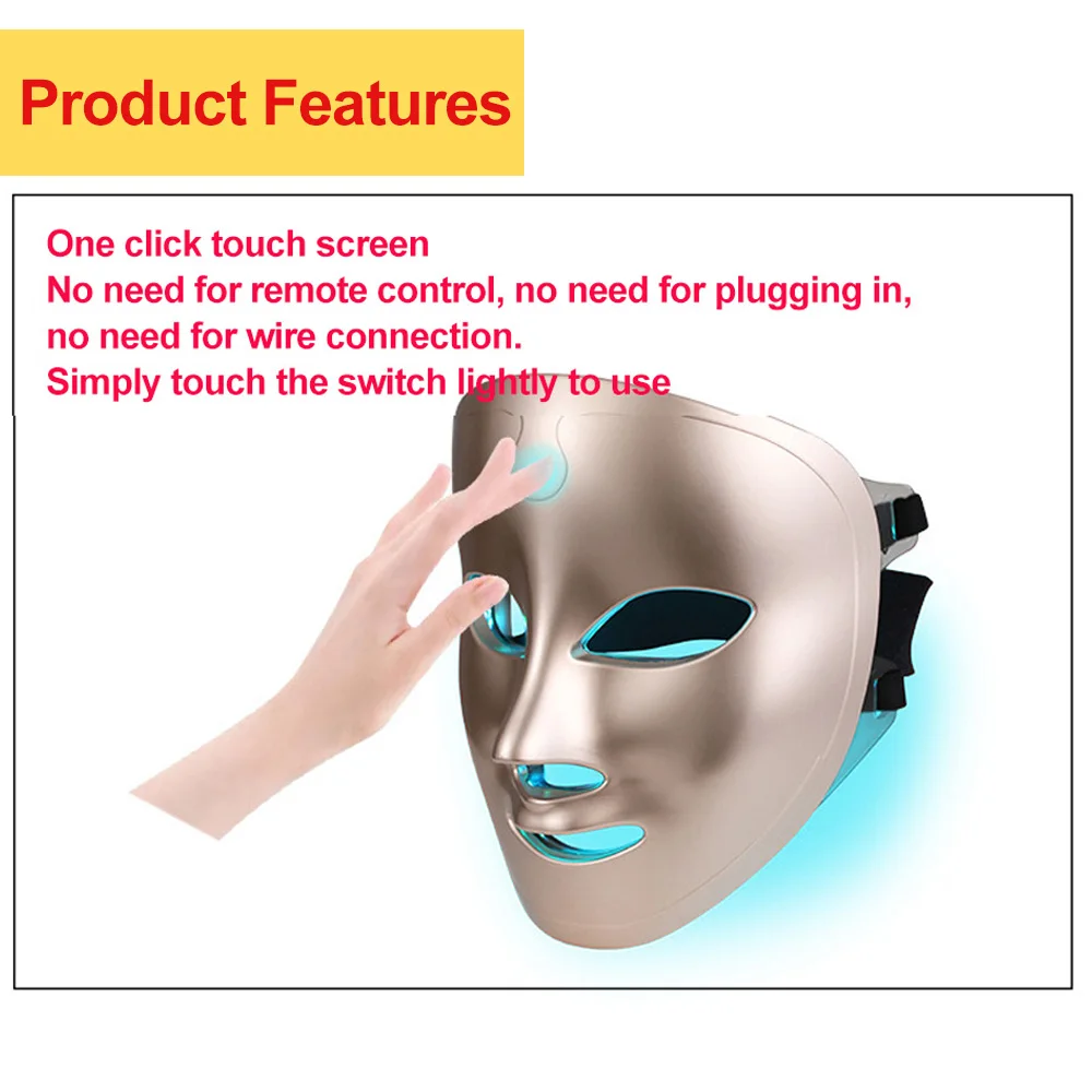 7 Colors Facial LED Mask Photon Red Light Therapy Anti Aging Face Neck Beauty Mask Relaxation Treatment Anti-Wrinkle Skin Care