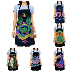 1Pcs Kitchen Apron Sketch Campers Car Printed Sleeveless Cotton Linen Aprons for Men Women Home Cleaning Tools