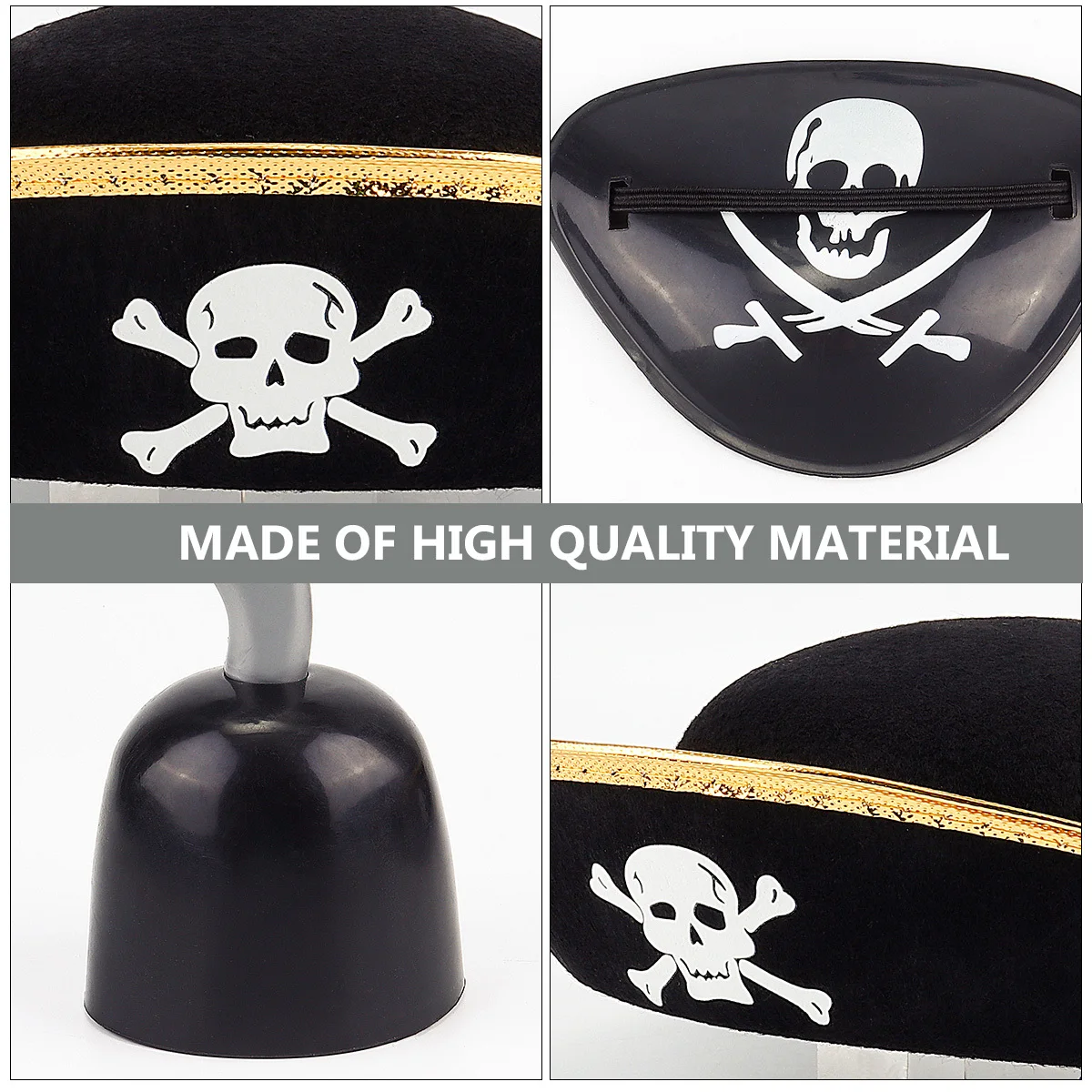 3Pcs Halloween Pirate Costume Accessory Set Party Cosplay Caribbean Hat Suit Pirate Costume Set Cosplay Props Suit