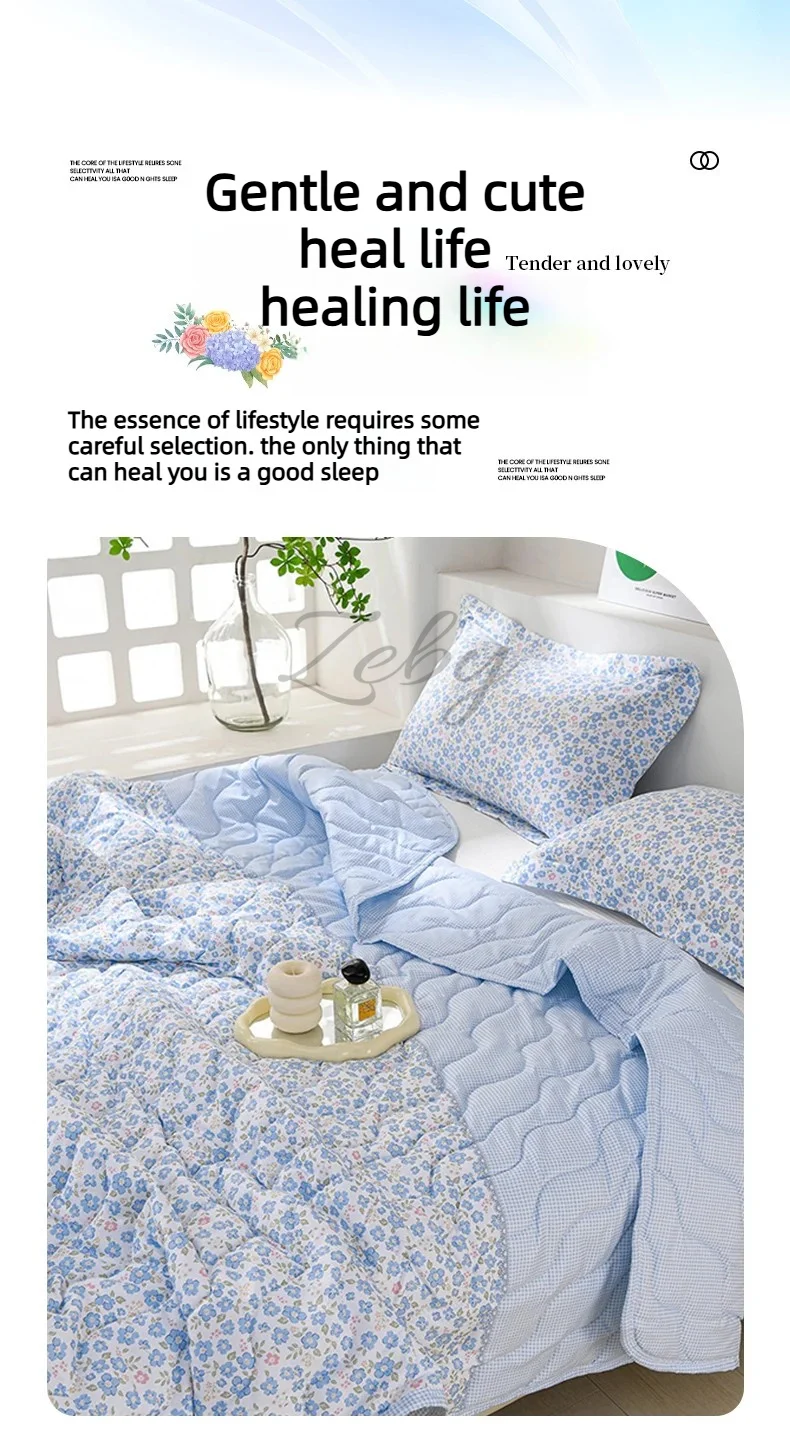 Breathable Quilted Summer Blanket Cooling Skin-friendly Comforter Soft Lightweight Quilt Well-vetilated Single Double  Duvet Set