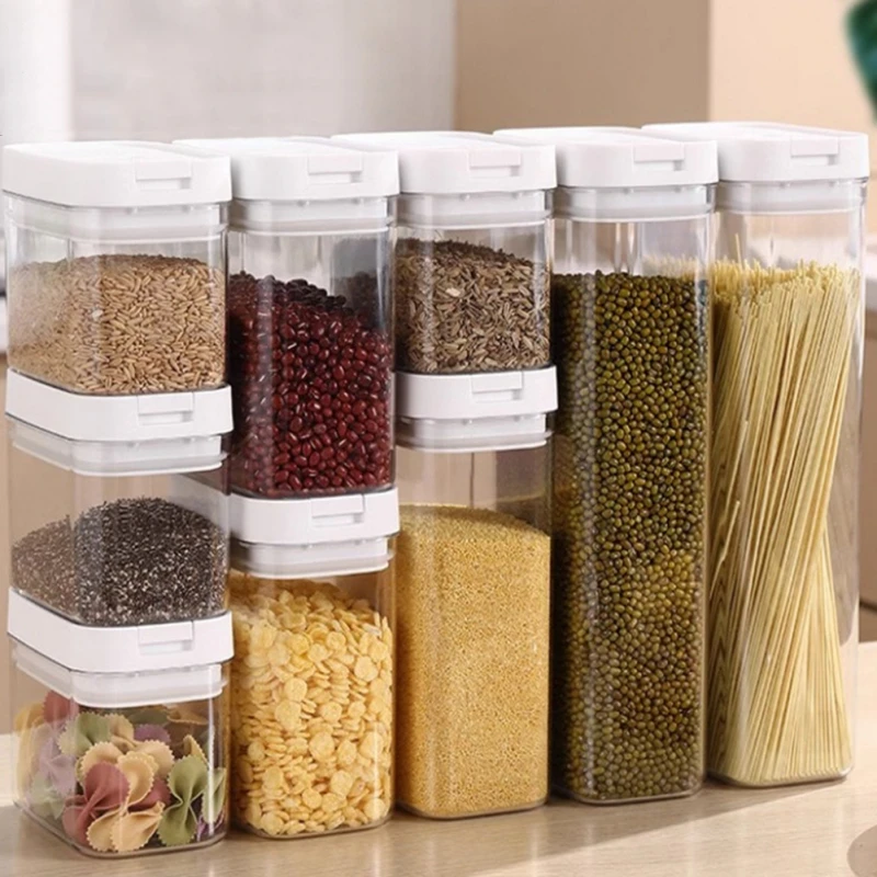 1 Pack Kitchen Cereal Containers Storage Dry Food Dispenser For Pantry Beans Organization And Storage Good Sealing Stackable