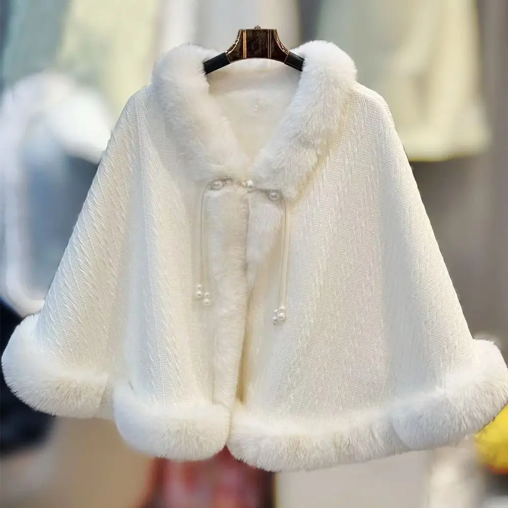 Simple Thicken Chinese Style Cloak Wrap Short Women Knitted Cloak Elegant Shawl Evening Capes Cheongsam Lolita