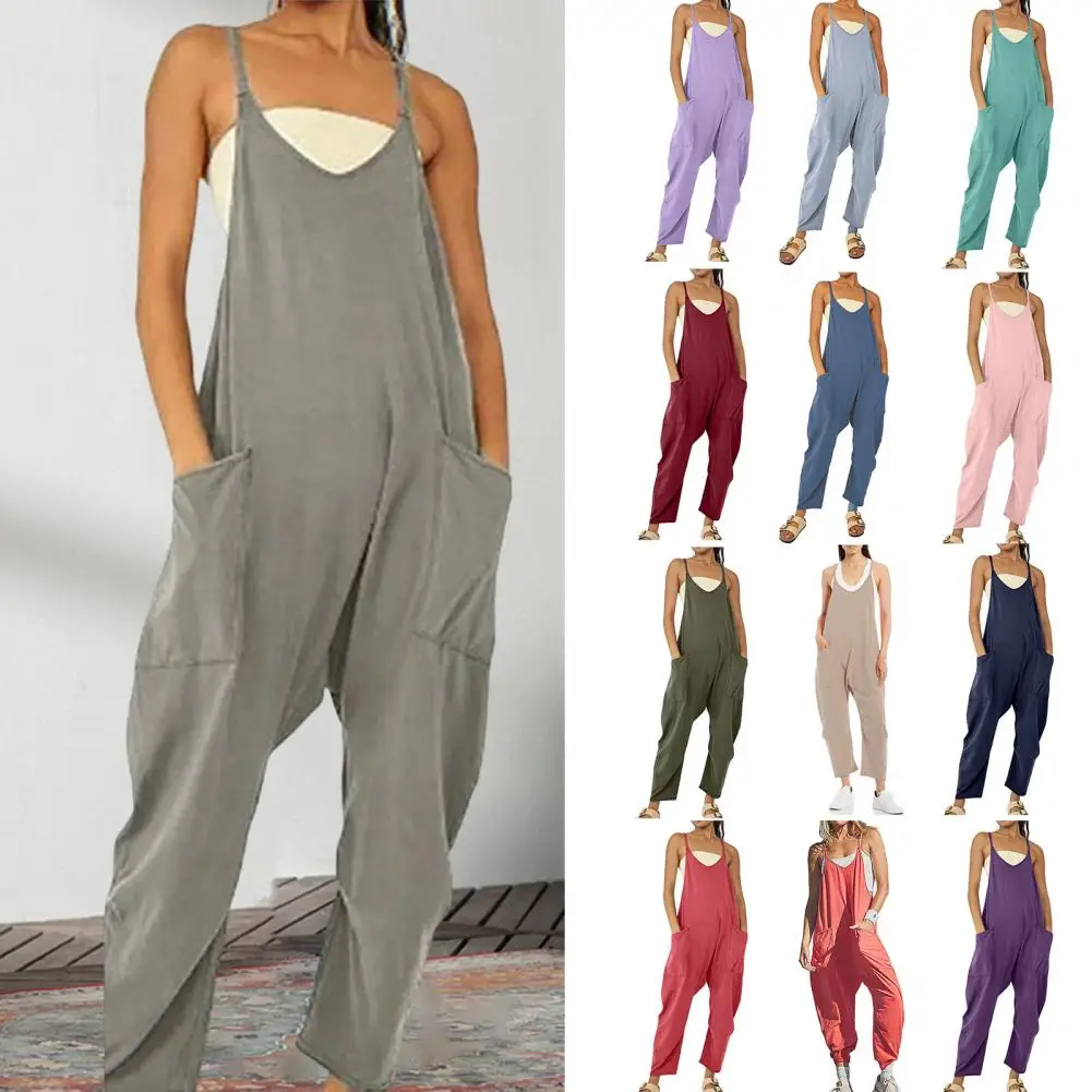 2023 Sommer lange Overall Frauen Overalls schwarzer Overall Damen Jump Suit Stram pler Overalls für Frauen