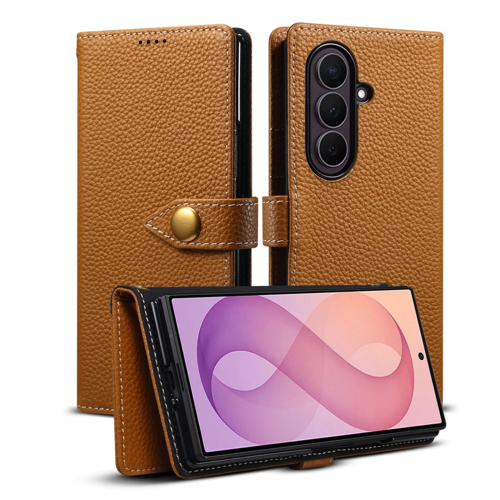 Genuine Leather Wallet Flip Case for Samsung Galaxy Z Fold8 Ultra Fold7 W26 Business Cover