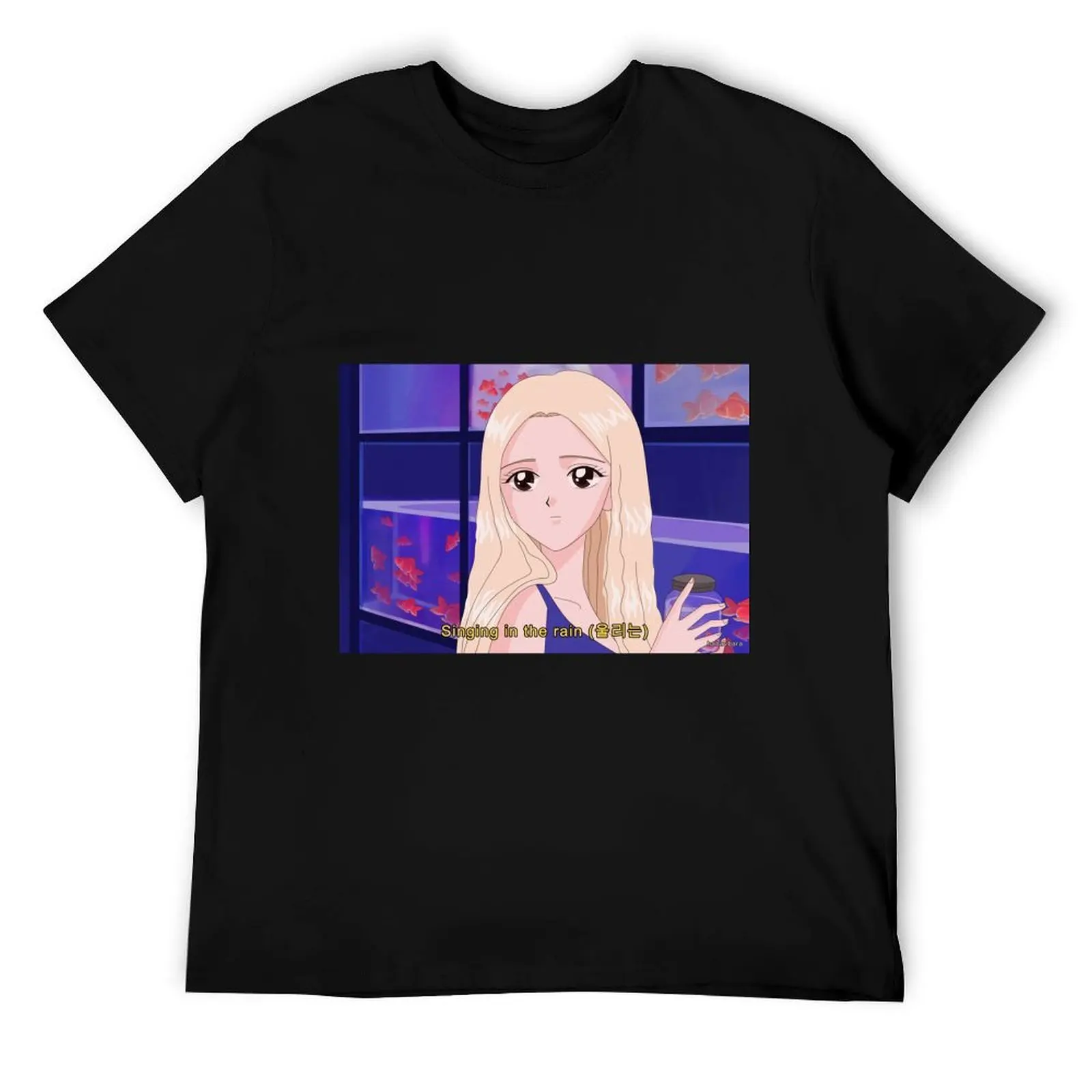 

LOONA Jinsoul - Singing in the rain 90's anime T-Shirt cotton t shirts man 100% man graphic t shirt T-Shirt