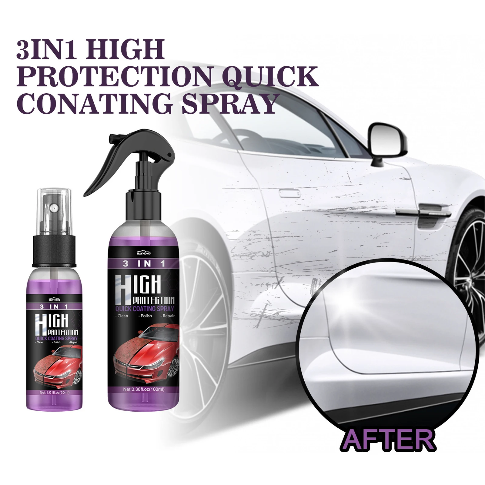 3 in 1 High Protection Fast Car Paint Spray 30/100ml Cleaning Coating Spray Scratch Repair Body Compound Scratch Repair