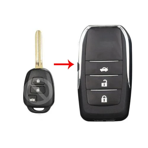 2/3/4 Buttons Modified Flip Blank Remote Key Shell Case Fob for Toyota Camry Corolla RAV4 Highlander Tacoma with TOY43 Blade