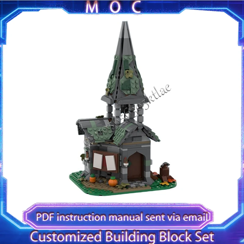 

574 Parts Customized MOC Medieval Castle Old Town Bell Tower Model Building DIY Blocks Bricks Assembly Toy Popular Holiday Gifts