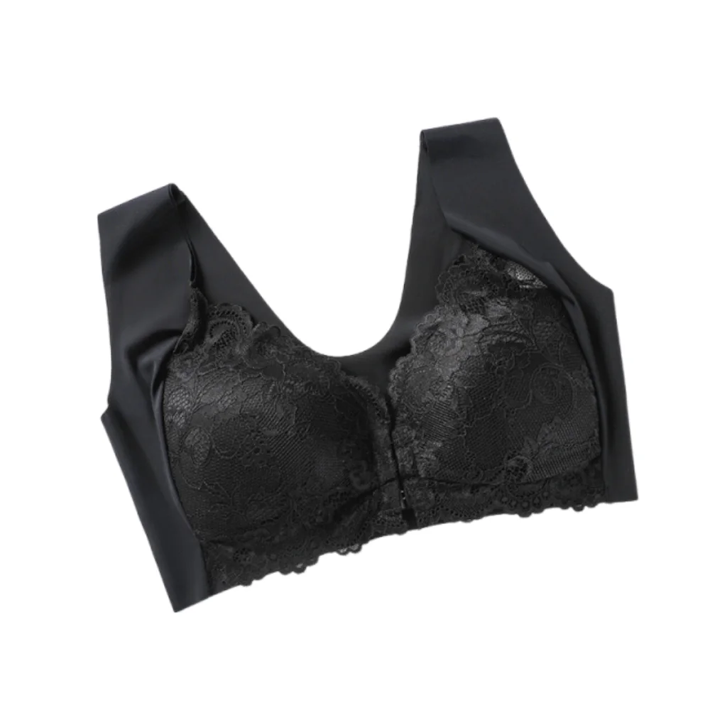 

Shockproof Front Buckle Wireless Deep V Bra Anti-sagging Breathable Push Up Brassiere for Women Plus Size Full Cup