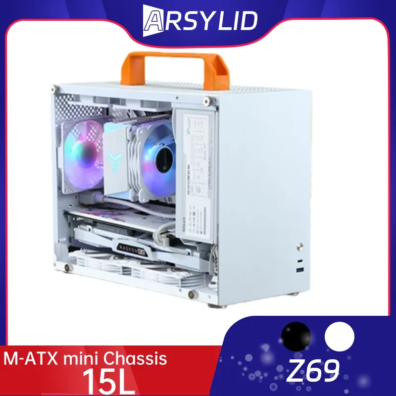 

ARSYLID Z69 Mini M-ATX Монтессорная плата ATX PSU 330 мм Портативный корпус видеокарты 135 мм Радиатор процессора