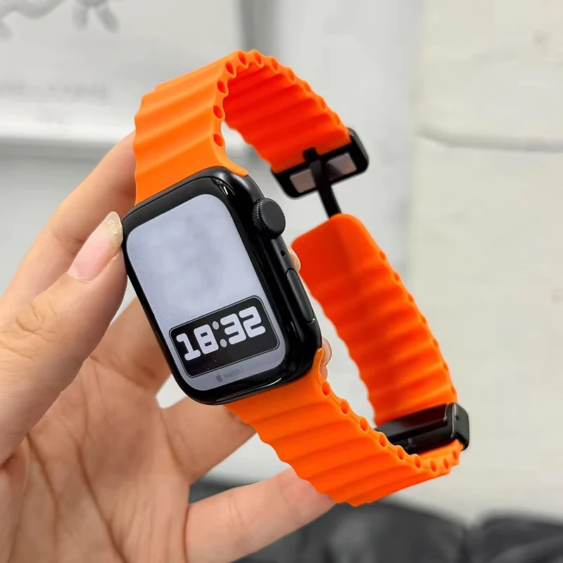 حزام مشبك مغناطيسي لساعة أبل الترا 2 49 مللي متر 45 مللي متر 44 مللي متر 40 مللي متر 41 مللي متر 42 مللي متر 38 مللي متر سيليكون سوار iWatch سلسلة 7 6 se 8 9