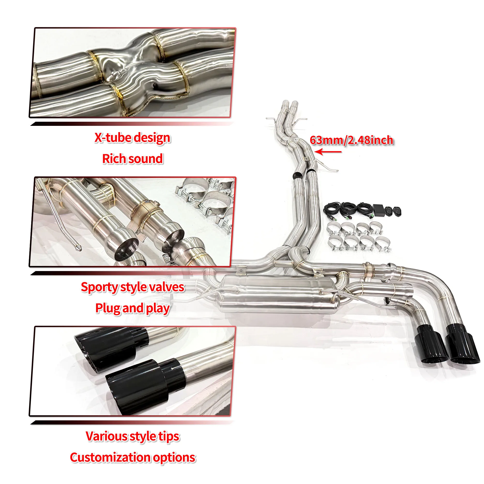 

HEO Valvetronic Exhaust Catback For Audi Q7 Q8 3.0T Stainless Steel Valved Muffler Catback Exhaust System
