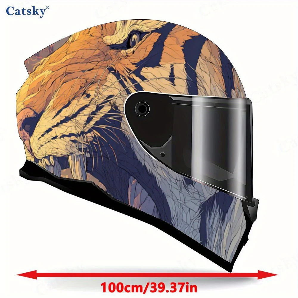 Art - Beast Clash Helmet PVC ملصق واقٍ، ملحق ديكور خارجي لخوذة الدراجة النارية، فين مقاوم للماء وذاتي اللصق
