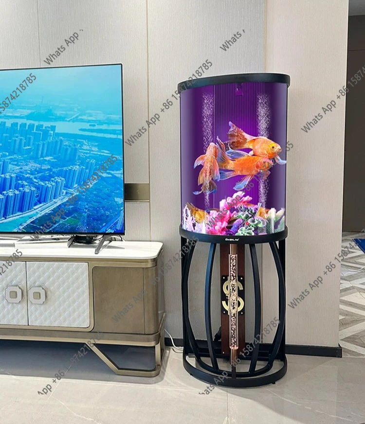 

PFish Tank Semi-cylindrical Fish Tank Living Room Small Floor Ecological Intelligent Acrylic Aquarium