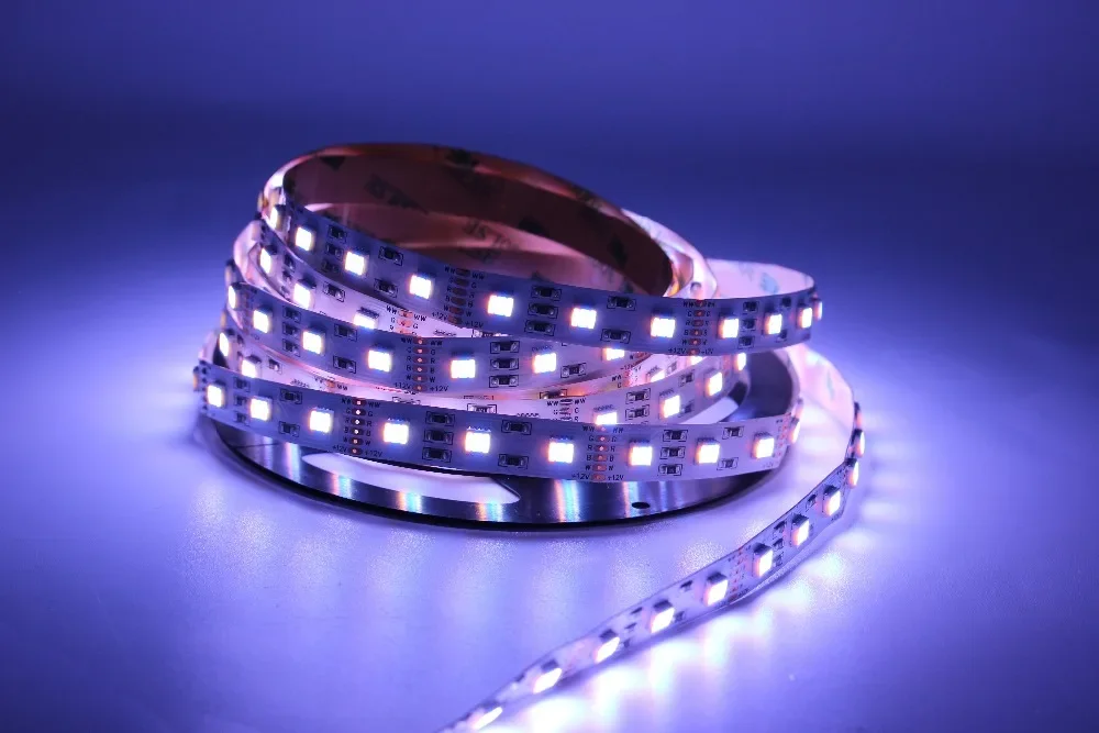 12MM PCB RGB CCT LED Strip 5050 DC12V/ 24V /48V Flexible Light RGB+White+Warm White 5 in 1 LED Chip 60 90LED/m 5m/lot waterproof