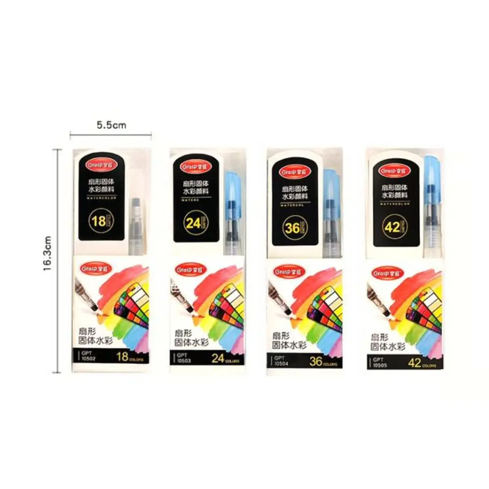 Portable Folding Watercolor Paint Set 18/24/36/42 Colors Solid Oil Painting Kit with Water Brush Pen Painting Pigment Set School