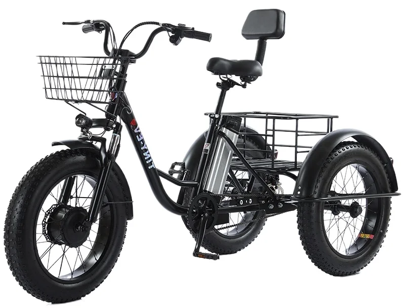 3-Rad 20-Zoll Fatbike für Erwachsene mit herausnehmbarem Akku, Elektrofahrrad 48V 500W, Elektro-Mountainbike mit Gepäckträger – Detail 5