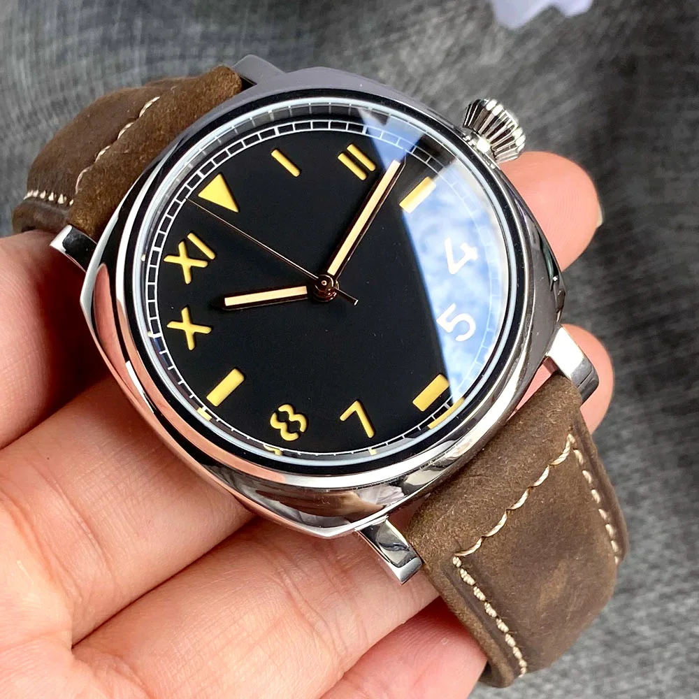 Reloj Mecánico Vintage California para hombre S NH35AA Movt 42mm reloj de pulsera de acero de buceo Nologo caja polaca 2 manecillas AR cristal de zafiro