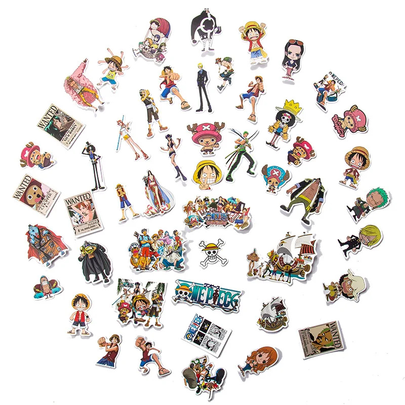 50pcs One Piece Sticker Pack Waterproof Anime Stickers  Cute Phone Case Kawaii Packaging Laptop Skin DIY Stationery Stickers