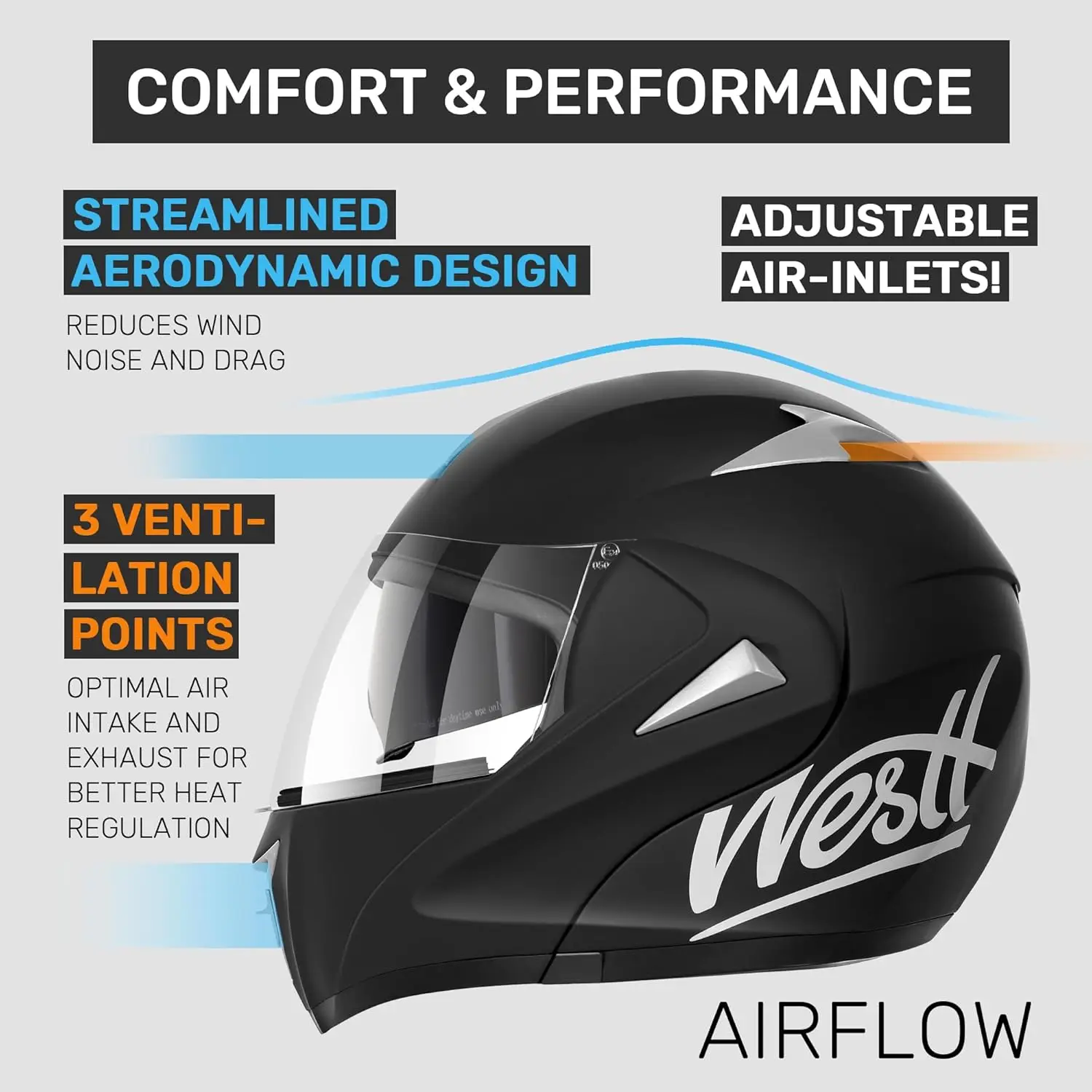 Motorcycle Helmets Modular Motorcycle Helmet for Adults Motorbike Helmet ATV Helmet with Dual Visor for Men & Women Full Face He