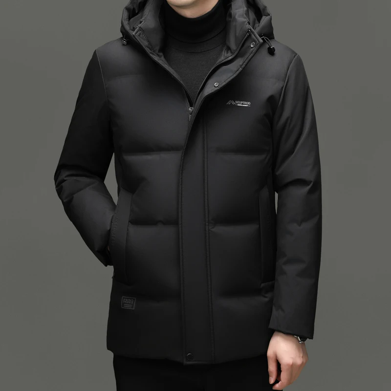 Настоящая 85% куртка-пуховик на гусином пуху, мужская роскошная зимняя уличная ветрозащитная толстая теплая куртка, мужская классическая куртка на гусином пуху