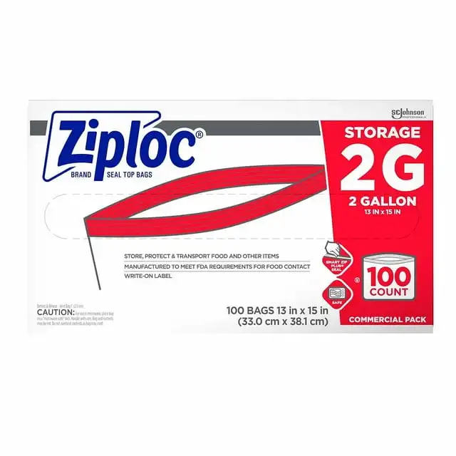 

Ziploc Bolsas de Almacenamiento 2 Galones, 100 Unidades