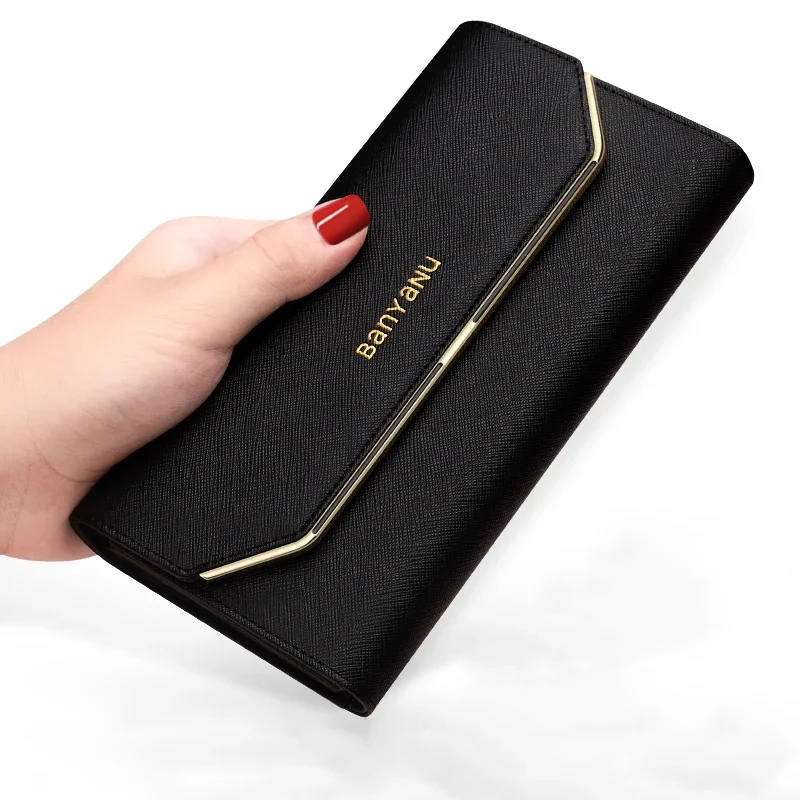 New Fashion Long Women Wallets Luxury Designer Genuine Leather RFID Card Holder Wallet for Women Clutch Purse Wallet Red Purses