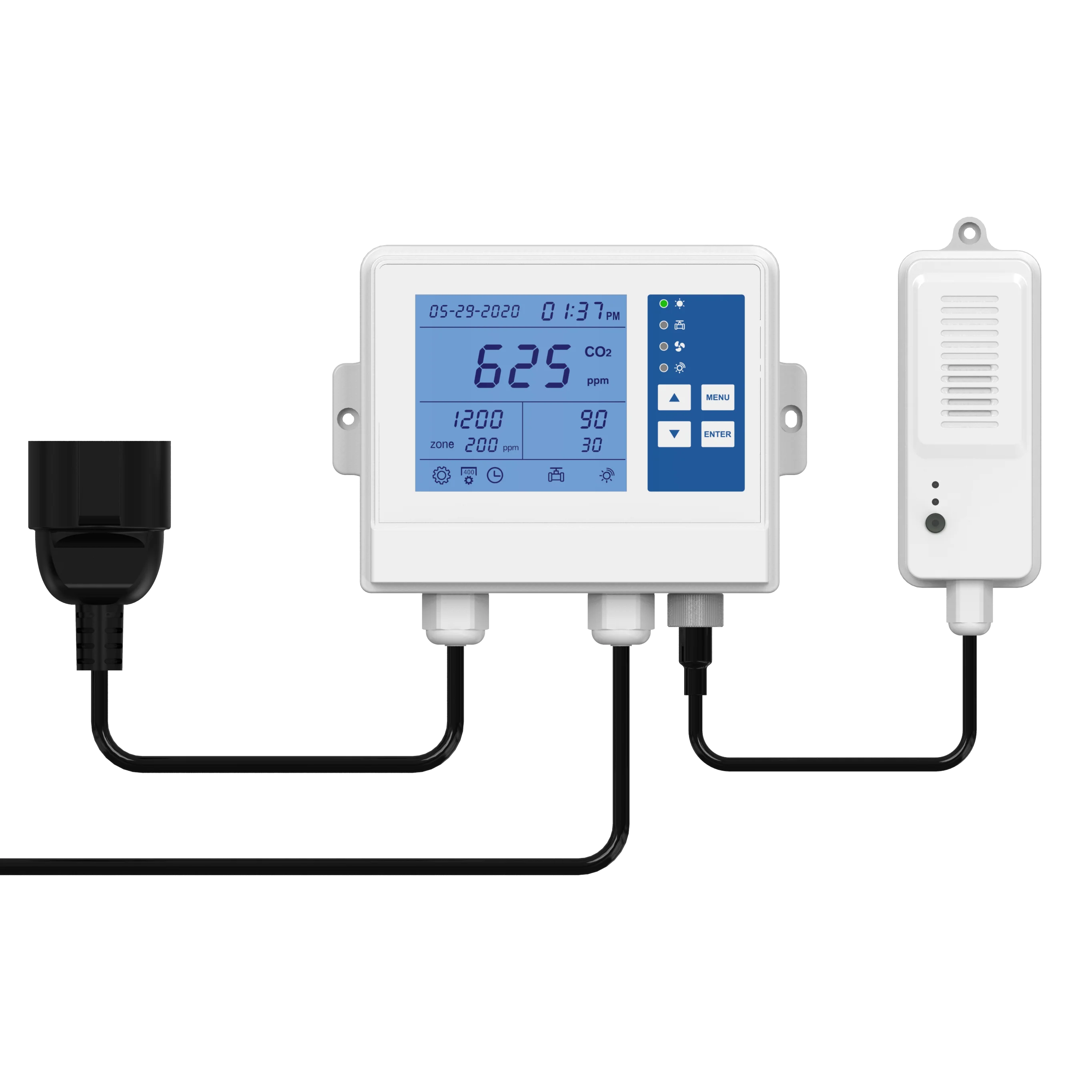 Valve / Fan  CO2 carbon dioxide controller for greenhouse  connecting valve with 5m cable remote CO2 sensor for mushroom, grows