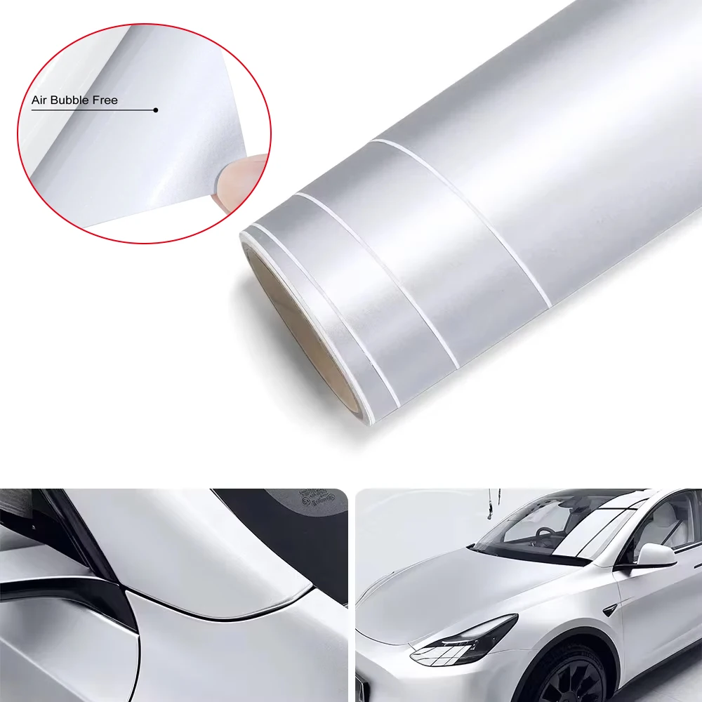 Kit pellicola vinilica per rivestimento auto, camion, moto, con finitura opaca argento ghiaccio, per modificare il colore, pellicola cromata opaca, foglio decorativo per auto, accessori per tuning