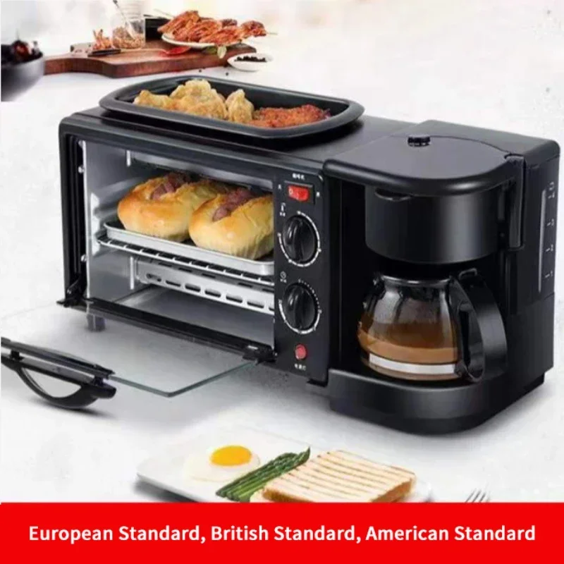 US 110V EU/UK 220V New 3 In 1 Breakfast Makers Set Multifunctional Machine With Toaster Oven Coffee Maker Frying Pan With lid