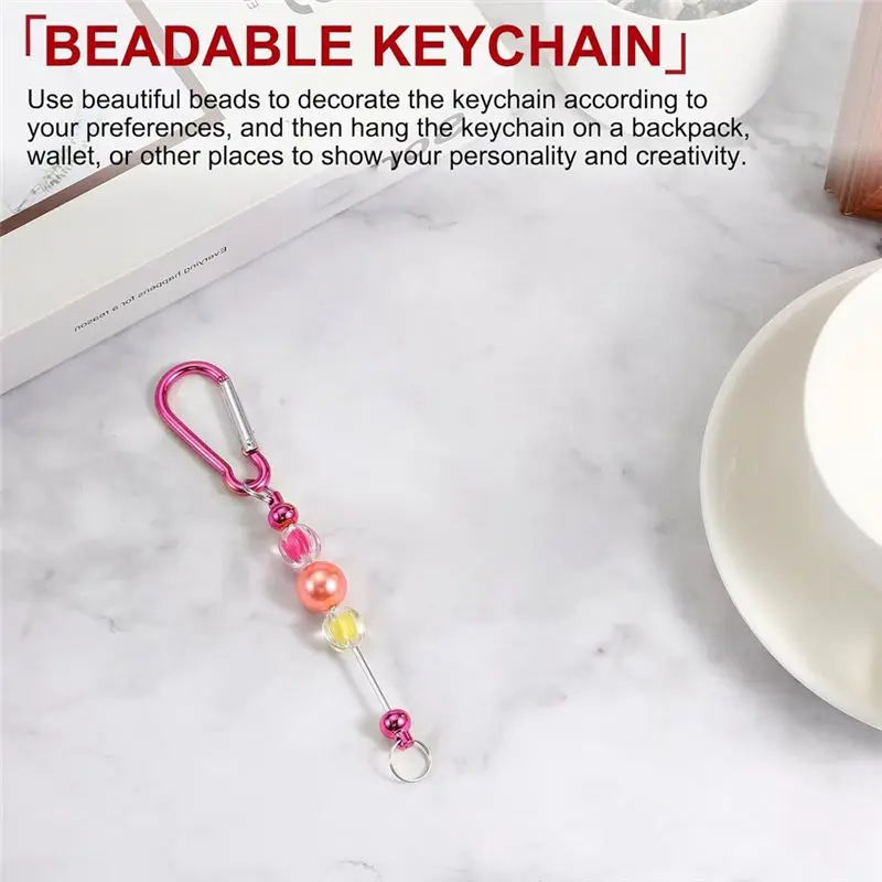 【Ship Within Beadable Keychain Bars, 24 Pcs Metal Beaded Keychain Blanks Bulk Making Supplies Kit With Snap Hook