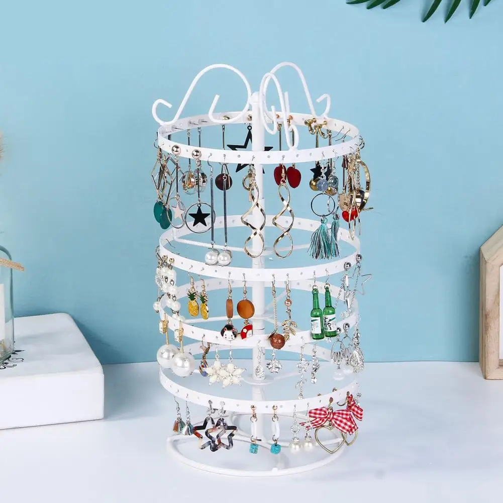 Jewelry Rack Earrings Holder Organizer Rotating Earring Display Stand with Adjustable 4-tiers for Desktop Jewelry Organization