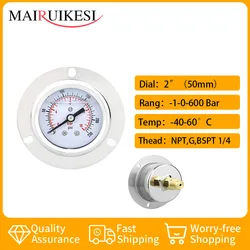 MAIRUIKESI High Quality Liquid filling Pressure Gauges 50mm -1-0-600bar Back Connection With Flange Stainless Steel Case