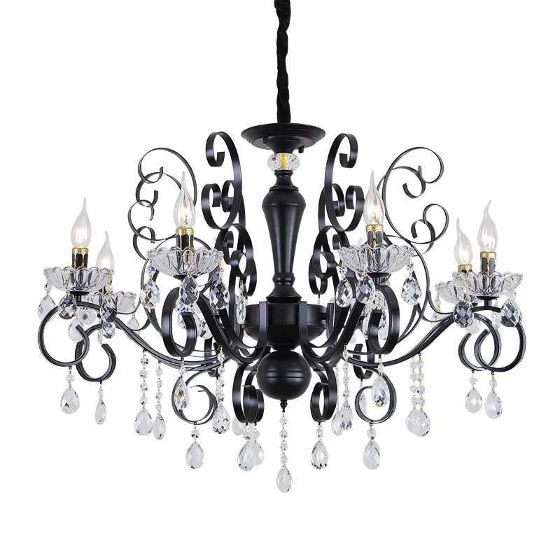 

American candle crystal chandelier creative iron light luxury Nordic postmodern living room bedroom dining room lamps
