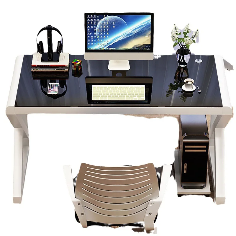 

-For Office Simple Desktop Computer Desk Study Writing Desk For Bedroom Gaming Desk Home Use Dormitory A15 Tempered Glass&
