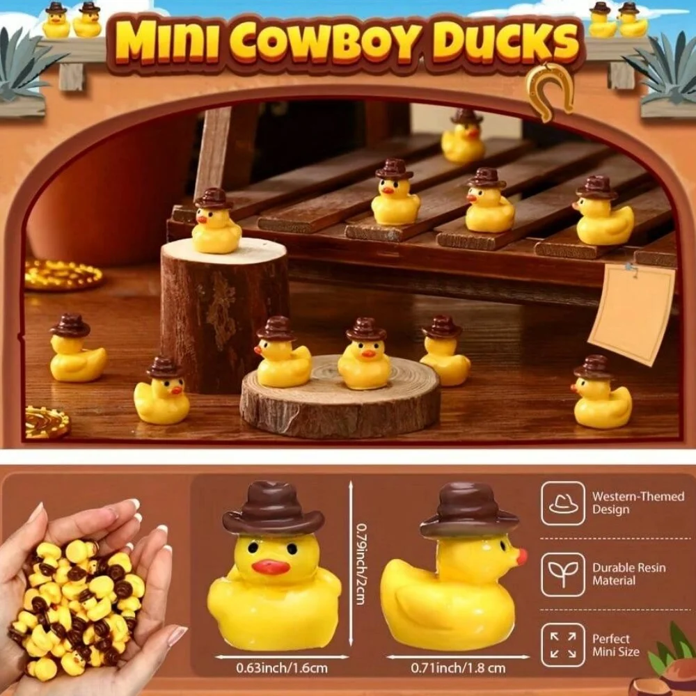 50 Mini Patos Vaqueros Que Brillan En La Oscuridad – Figuras De Resina Con Sombrero Y Gafas, Ideales Para Decoración, Fiestas Y Manualidades