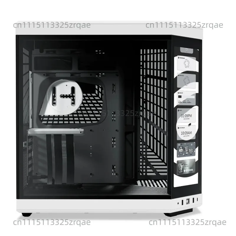 Y70 Touch Infinite Dual Chamber Mid Tower Modern Aesthetic Case With Integrated 2.5K LCD Touchscreen - Snow White