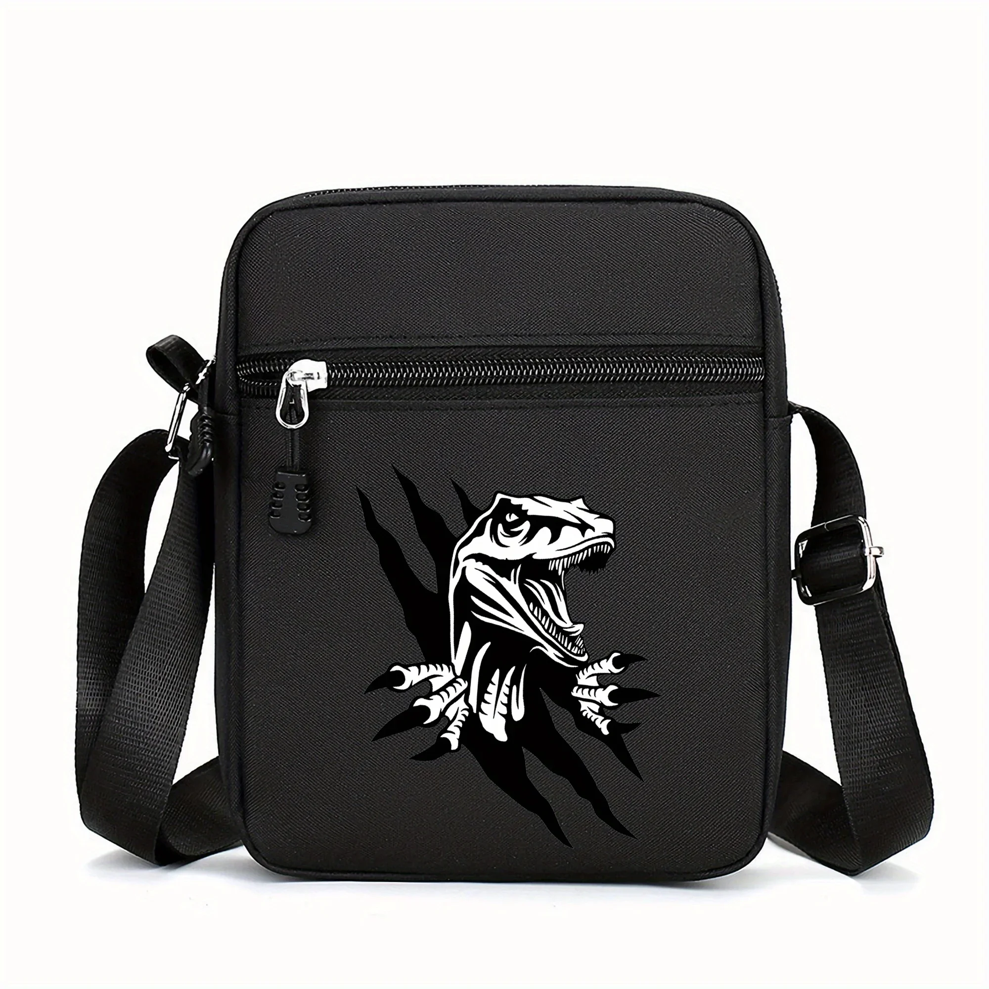 Velociraptor Pattern Mini Oxford Crossbody Bag Print Shoulder Bags Adjustable Strap Bag Casual Sports Travel Style Crossbody Bag