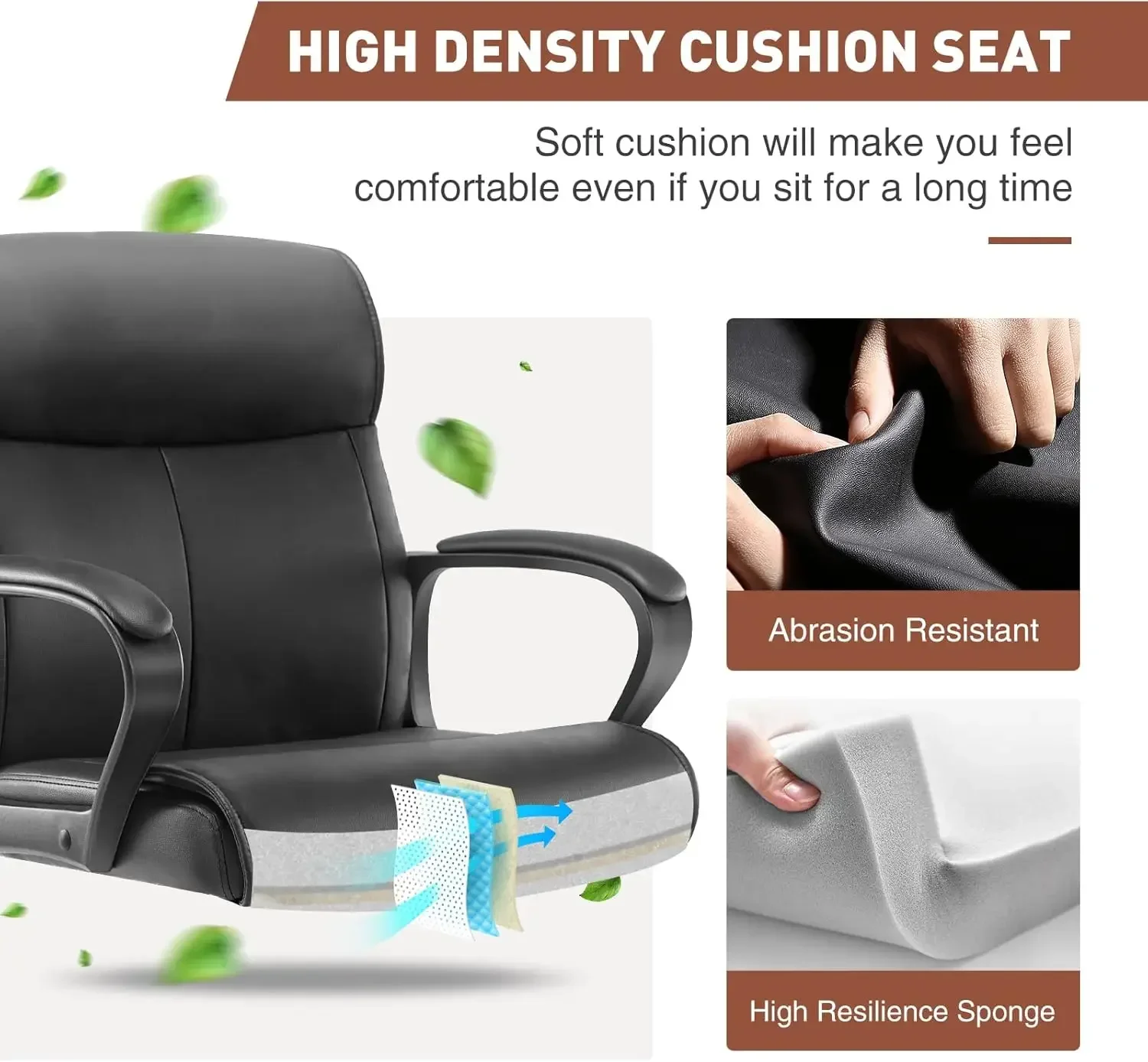 Office Chair - Mid-Back Computer Desk Chair with Armrests, Height Adjustable Home Chair, 360-Degree Swivel, Lumbar Support