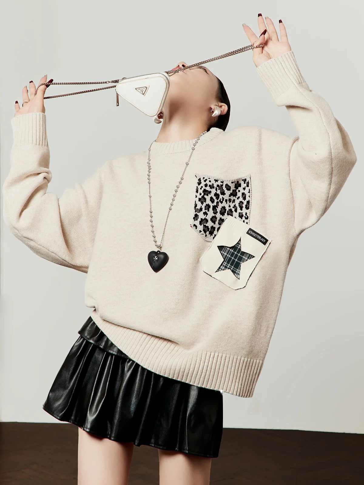 

Свободный вязаный свитер с круглым вырезом для женщин, весна 2026, новинка, повседневный, удобный, с длинными рукавами, в стиле Lazy Fashion