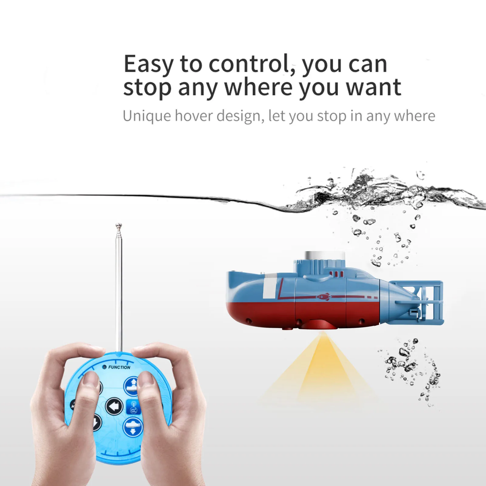 Mini RC Submarine RC Boat Remote Control Boat Water Resistant RC  for Kids Remote Control Boat