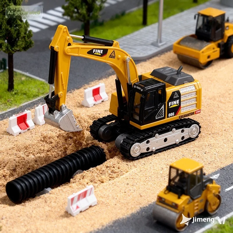 Neuer elektrischer ferngesteuerter Bagger, technisches Simulationsfahrzeug aus Legierung, Spielzeugauto, Bulldozer, Muldenkipper