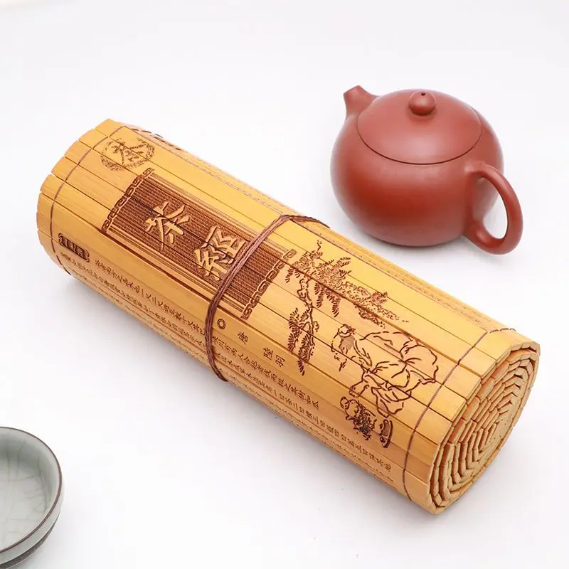 الخيزران المنسوجة نحت يدويا ربط موضوع زلات حروف الشاي سوترا الخيزران الديكور النمط القديم