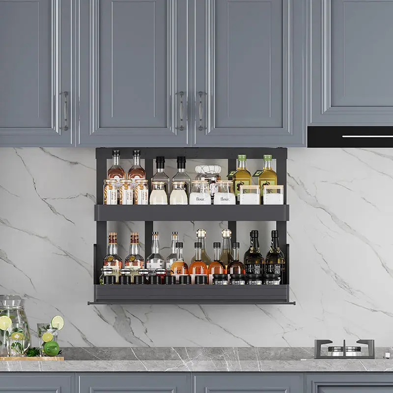 Touch voice-activated pull-down electric kitchen cabinet storage basket intelligent lift basket machine
